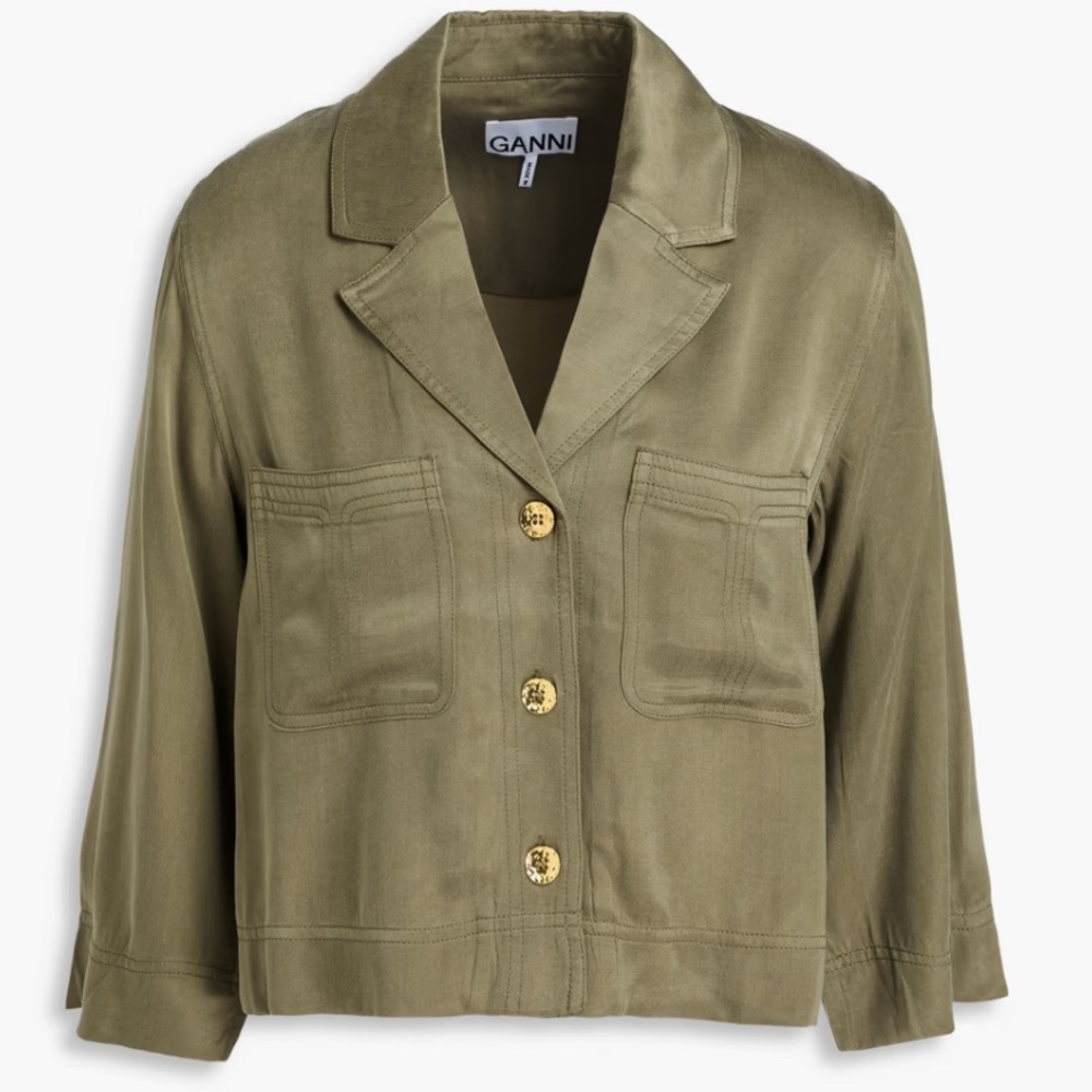 Ganni EcoVero™ viscose Cropped Button-Up Shirt